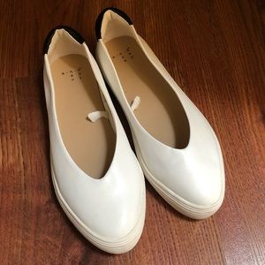 White Pointed Toe Ballet Sneakers